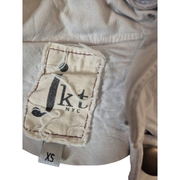 JkT NYC Nubuck Leather Ombre Jacket Fringe Leather Jacket Gray Sz XS - Picture 6 of 6